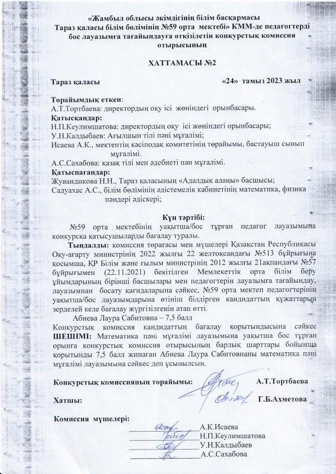 Конкурс нәтижесі